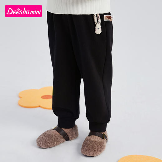 笛莎童装女童裤子2022冬季宝宝儿童时尚宽松加绒运动休闲长裤 商品图1