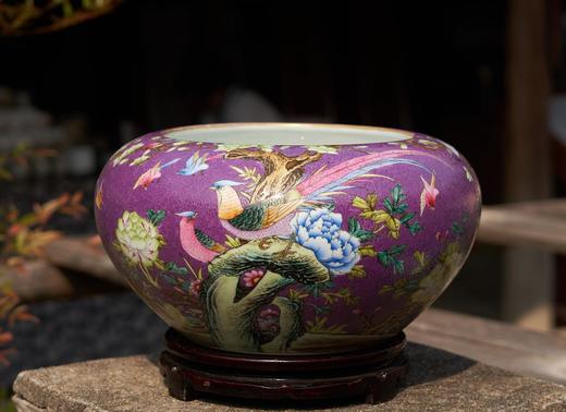 紫色扒花锦堂富贵聚宝缸 商品图0