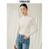 VIMAGE纬漫纪秋新款100%绵羊毛小立领套头纯色薄款打底基础款修身针织衫V1801422 商品缩略图4