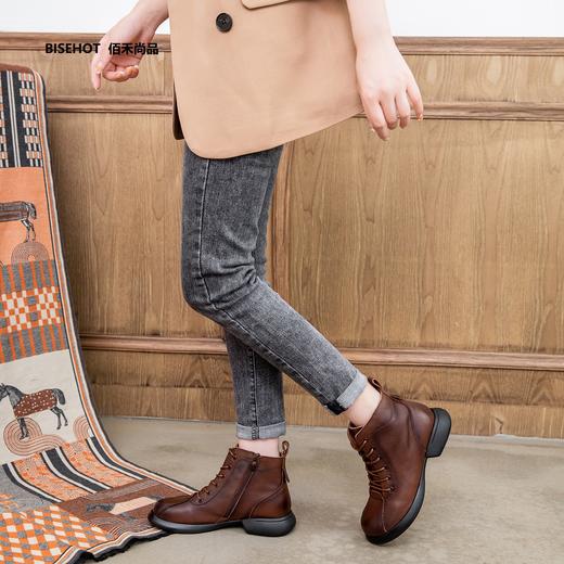 新款厚绒圆头牛皮舒适百搭矮靴933B25506 商品图3