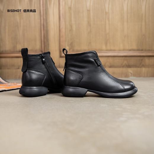 新品厚绒圆头百搭舒适牛皮矮靴933B25505 商品图4