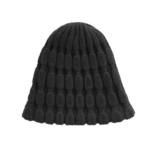 「9款配色！葫芦纯色针织帽」韩版秋冬季简约纯色日系花纹毛线针织帽 女保暖冷帽套头帽配饰 商品图4