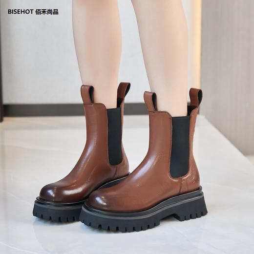 新品单层牛皮切尔西烟管时尚矮靴992B25601 商品图2