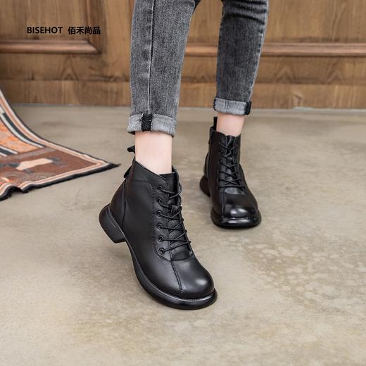 新款厚绒圆头牛皮舒适百搭矮靴933B25506 商品图4