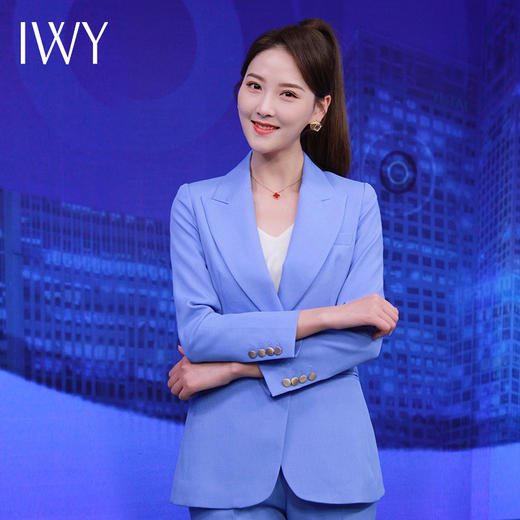 IWY/高级感蓝色西服套装新款西装阔腿裤面试正装主持人职业装olCP8310 商品图1