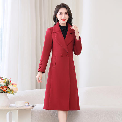 韩系感呢子大衣，中长款毛呢外套HR-WAY6601A 商品图2