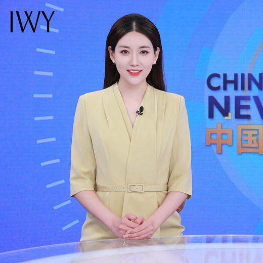 IWY/黄色播音艺考礼服女春夏季气质收腰修身主持人连衣裙正装职业装ol22XQ0021 商品图2