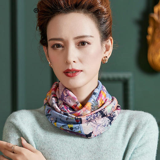 百搭保暖，纯羊毛印花防寒脖套WY-1005 商品图0