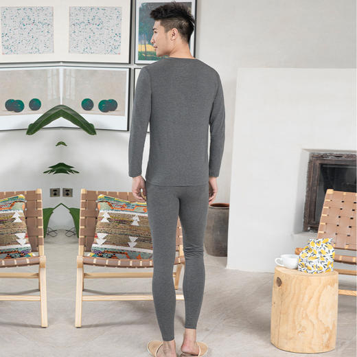 【商场同款】爱帝男士抑菌优可丝商务V领秋衣秋裤套装 商品图2