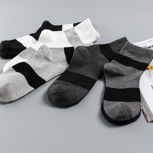 男士宽条纹高档棉中筒袜M212 商品图2