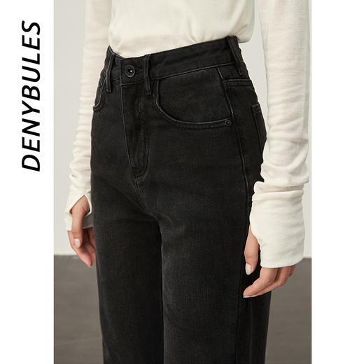 DENYBULES暖姜高腰直筒牛仔裤 商品图2