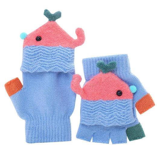 【儿童针织半指手套！佩戴舒适 无束缚】瑞雅RYA冬季保暖儿童手套 男童女童翻盖半指 两用手套小孩手套 商品图4