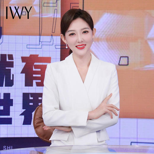 IWY/白色主持人连衣裙女长袖艺考礼服高级感教师面试正装西装裙职业装Q11112 商品图3