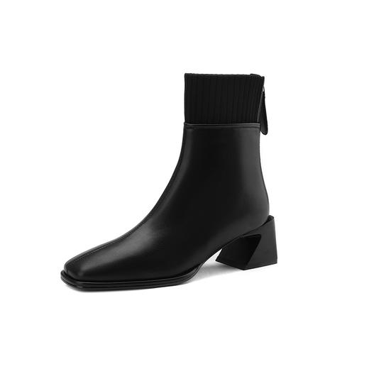 毛线口短靴女英伦方头时装靴，中跟复古瘦瘦靴粗跟LDKG-S5088 商品图14