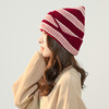 「6款配色！元宝条纹针织帽」秋冬款时尚休闲保暖毛线针织帽子 男女元宝条纹护耳冷帽套头帽配饰 商品缩略图1