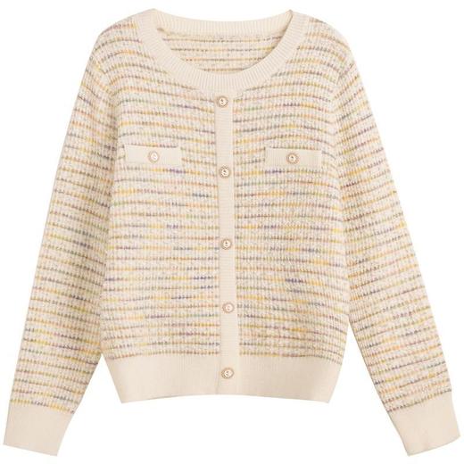 OLrain欧芮儿法式杏白色毛衣女冬季2022年新款小香风圆领套头衫 商品图5