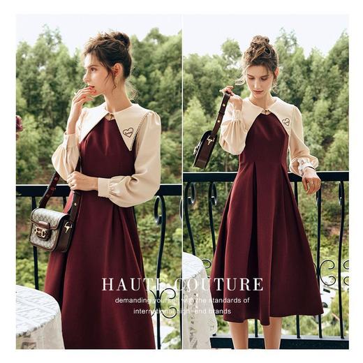 欧芮儿法式背带连衣裙女秋季2022新款复古减龄镂空A字摆裙 商品图3