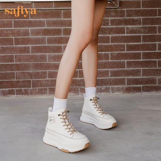 Safiya/索菲娅 网红百搭休闲2022冬季新款小个子厚底系带高帮鞋 SF24116183 商品图9