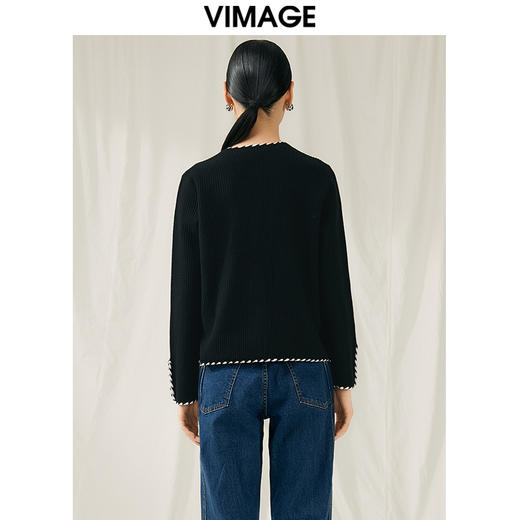 VIMAGE纬漫纪秋季新款撞色时尚通勤气质百搭针织开衫V1801426 商品图9