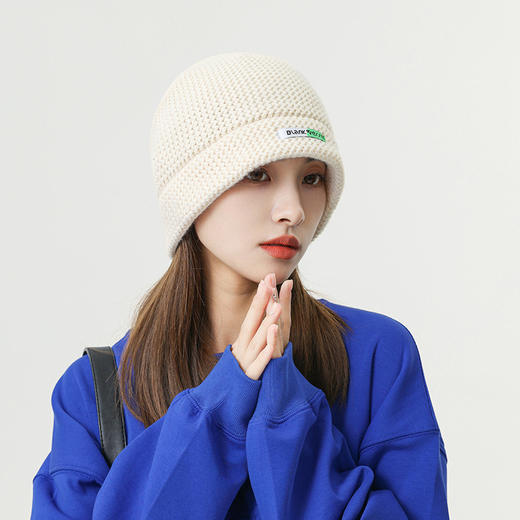 「9款配色」帽子女秋冬毛线帽 潮韩版保暖护耳冷帽套头帽纯色针织帽配饰 商品图2