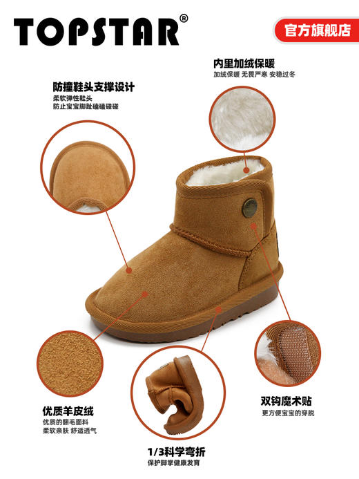 TOPSTAR官方儿童鞋子二棉鞋男童大棉冬鞋女童保暖雪地靴马丁靴秋1302 商品图4