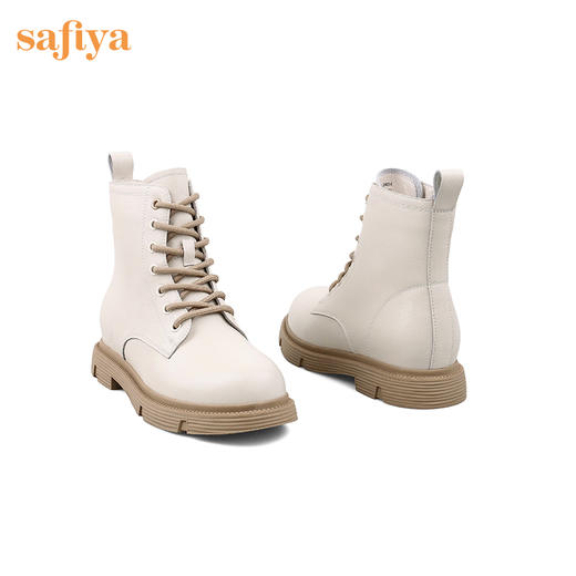 【春节不打烊】Safiya/索菲娅 加绒保暖短2022冬季新款英伦风百搭圆头低跟马丁靴女 SF24118404 商品图4
