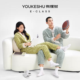 有棵树加绒加厚双面珊瑚绒男女情侣居家服套装E-J1006