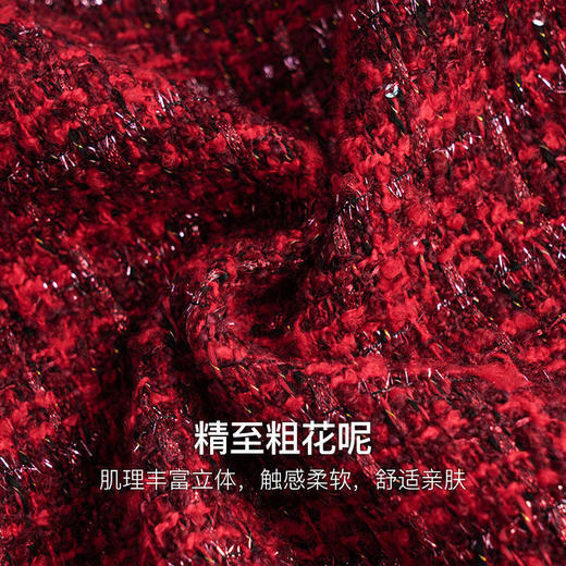 OLrain欧芮儿法式红色小香风短外套女秋季2022新款粗花呢v领上衣 商品图3