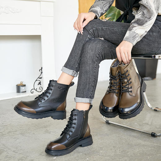 新品厚绒牛皮百搭舒适马丁靴992B25517 商品图6