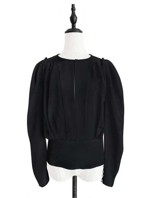 TYNVIE 复古收腰长袖上衣-黑色 商品图3