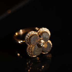 AN1021-13  白棋楠沉水 四叶草戒指 4.82g