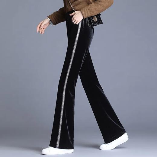 金丝绒阔腿裤女秋冬高腰直筒裤 商品图2