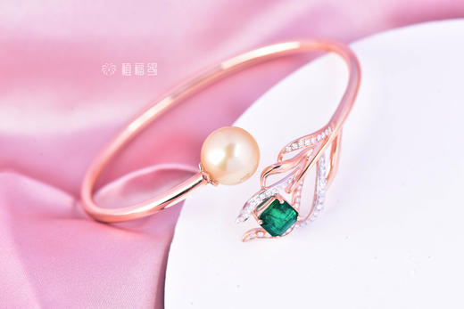 【有凤来仪】祖母绿风翎金珠手环-SZ12112059 商品图6