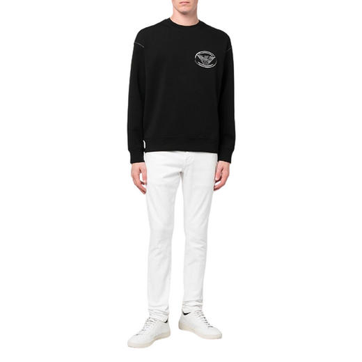 EMPORIO ARMANI 阿玛尼 男士棉质徽标印花长袖卫衣 黑色 6L1M82 1JHSZ 0999 商品图3