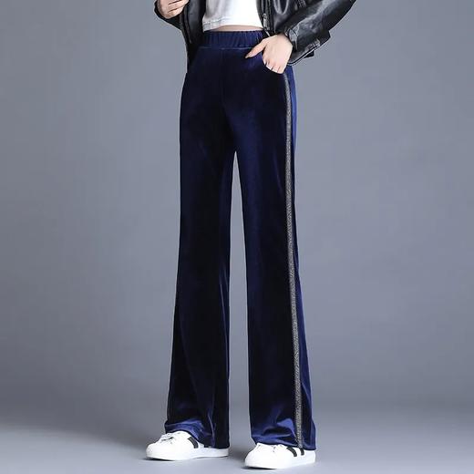金丝绒阔腿裤女秋冬高腰直筒裤 商品图1