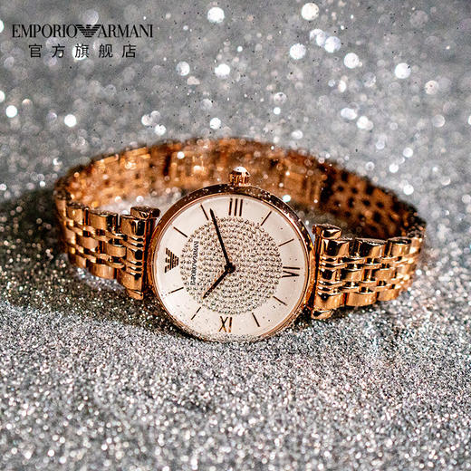 积分换购 | EmporioArmani\阿玛尼 满天星玫瑰金钢制表带镶钻石英女表AR11244[福利品] 商品图4