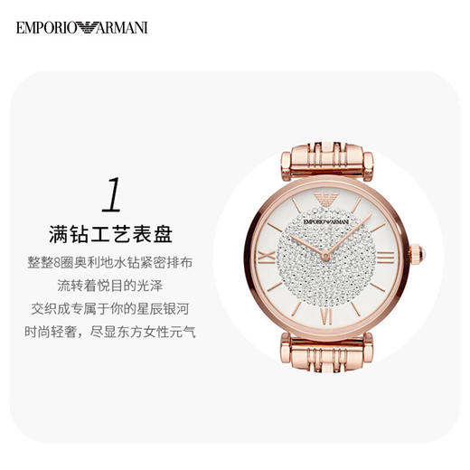 积分换购 | EmporioArmani\阿玛尼 满天星玫瑰金钢制表带镶钻石英女表AR11244[福利品] 商品图1