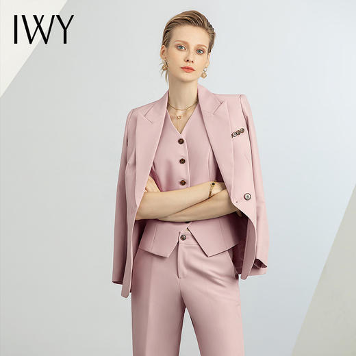 IWY/新款粉色西装马甲三件套设计感霸气总裁范西装套装女CPM1486 商品图0