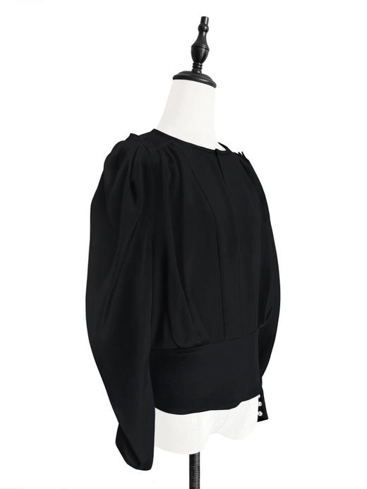 TYNVIE 复古收腰长袖上衣-黑色 商品图4