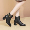 JY-2022新款秋冬马丁靴方头粗跟高跟单靴法式踝靴 商品缩略图3