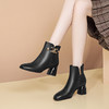JY-2022新款秋冬马丁靴方头粗跟高跟单靴法式踝靴 商品缩略图2