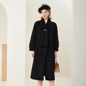 MH9H1斯尔丽瑟俪2022年冬上新商场同款时尚复古围巾领宽松式收口大衣