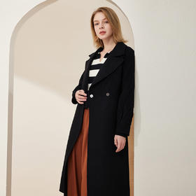 MH9H7斯尔丽瑟俪2022年冬上新商场同款小众菱形格纹线条设计阔版大衣