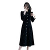 奢姿2024秋冬新款大码女装时尚气质法式连衣裙胖妹妹单排多扣裙子9923852325 商品缩略图4
