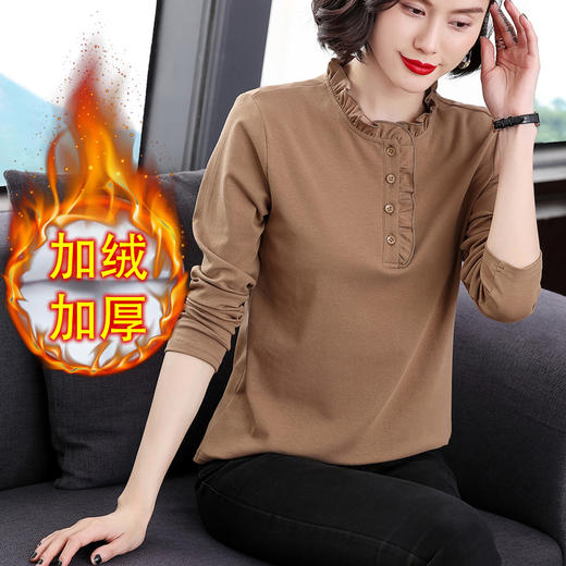 加绒加厚t恤立领上衣打底衫KQL-8925 商品图2