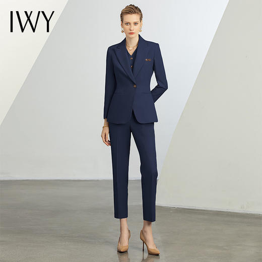 IWY/藏青色正装女职场套装夏季工作服气质干练西装套装女总裁马甲三件套裤CPM1486 商品图2