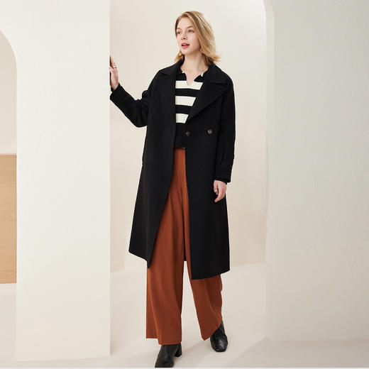 MH9H7斯尔丽瑟俪2022年冬上新商场同款小众菱形格纹线条设计阔版大衣 商品图1