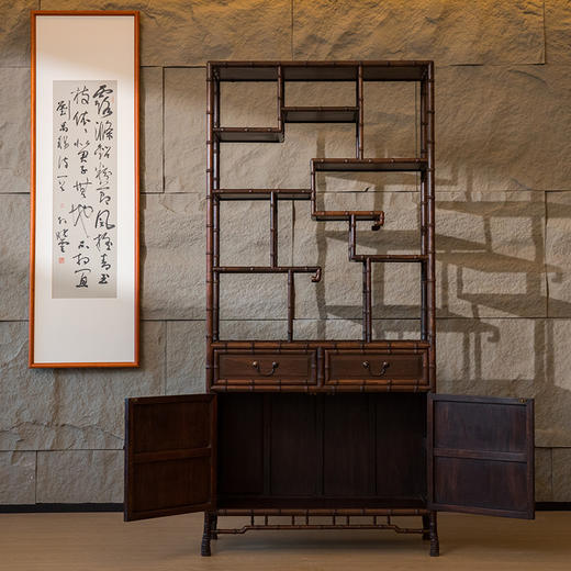 民国 红木竹节工博古架（一对） 商品图4