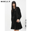 NEELLY纳俪商场同款黑色丝绒连衣裙女中长款收腰A字裙摆百搭时尚N22103Y01085 商品缩略图0