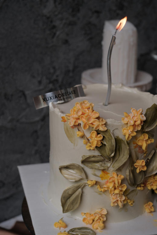 桂花蛋糕，油画风刮刀花蛋糕（奶油霜抹面，水果默认火芒） 商品图2